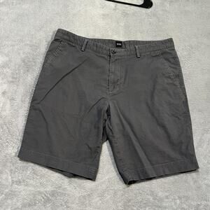 BOSS Hugo Boss Slice Shorts Mens 36 Gray Chino Flat Front Casual Summer